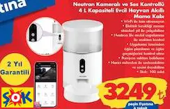 NEUTRON KAMERALI VE SES KONTROLLÜ 4 L KAPASİTELİ EVCİL HAYVAN AKILLI MAMA KABI